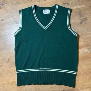 Vintage MW JCPenney Boys Green Sweater Vest White Trim